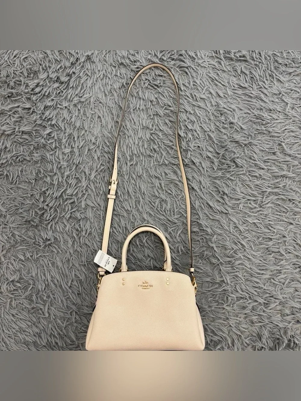 NEW Coach Mini Lillie Carryall Handbag Leather In Chalk Crossbody Strap Classy